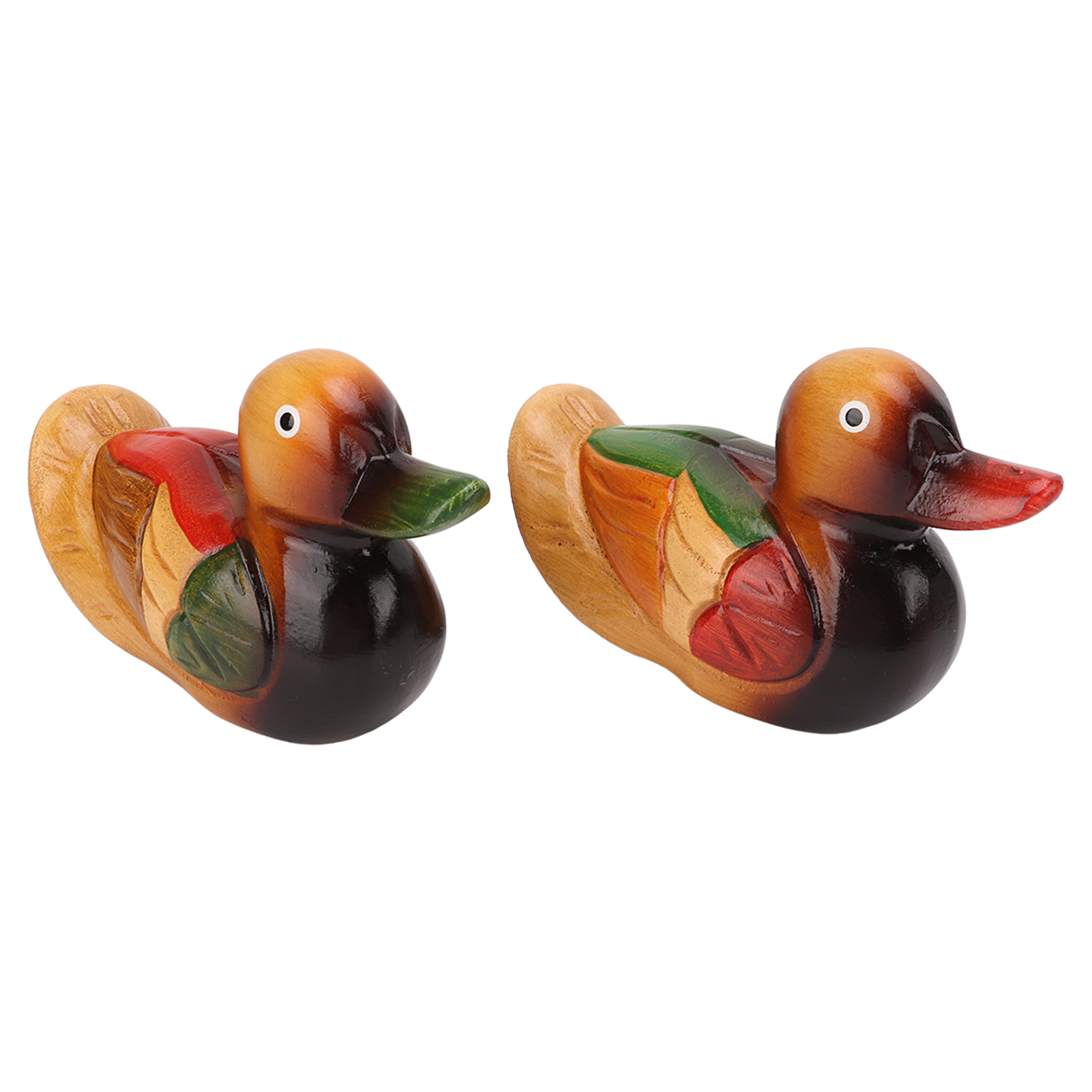 Home Decor Duck - 1 Pair Mandarin Duck Statues Wooden