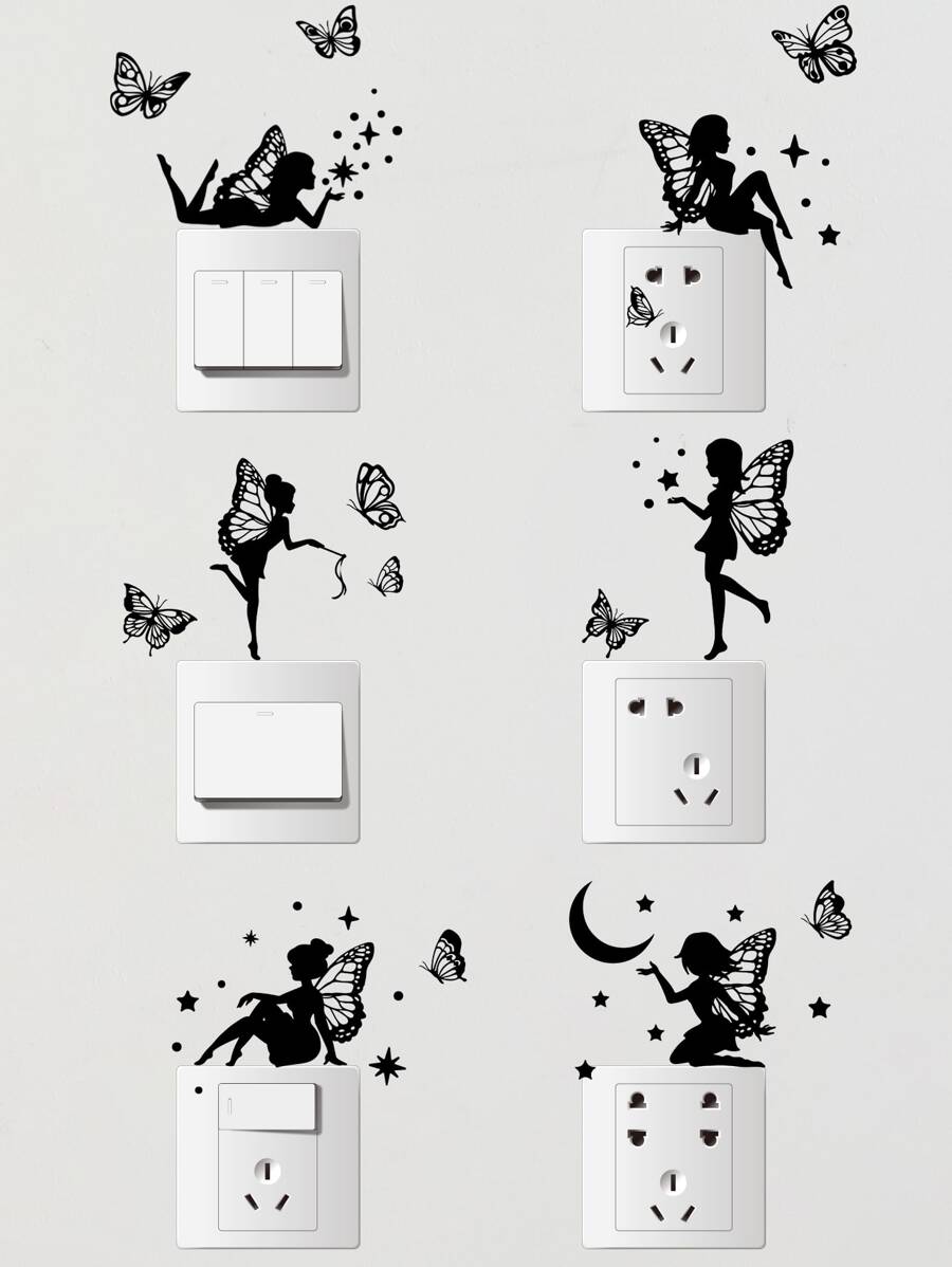 Home Decor Outlet - 6pcs Fairy And Butterfly Silhouette Vinyl