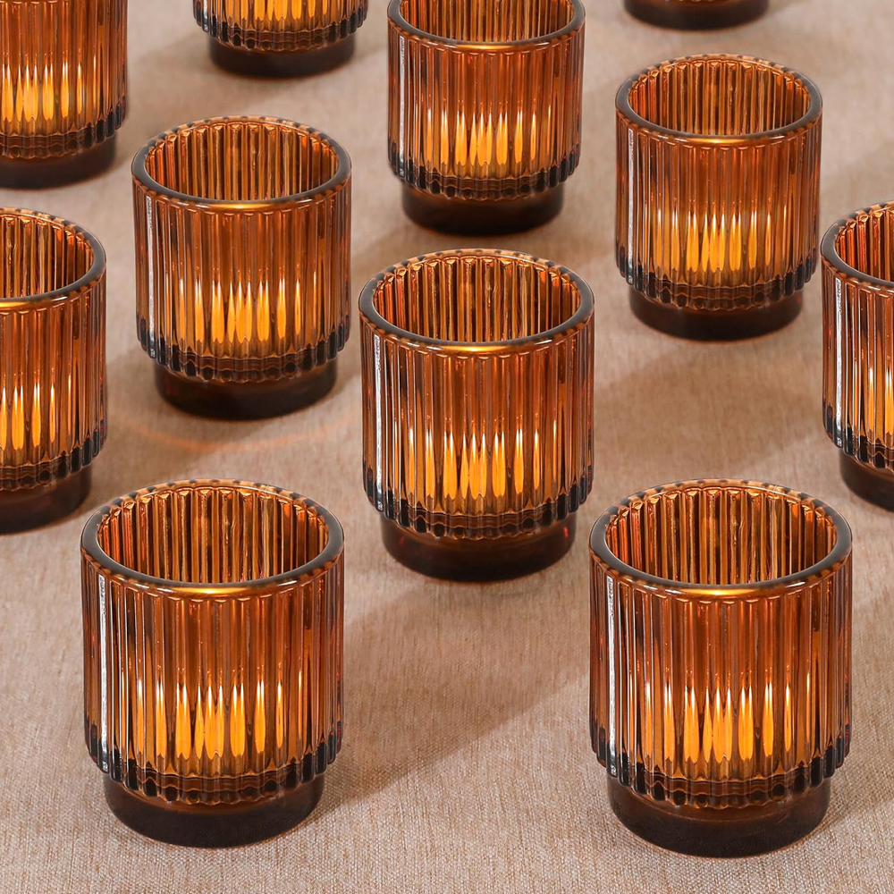 Home Decor Fallout 4 - Vintage Ribbed Amber Glass Tealight &