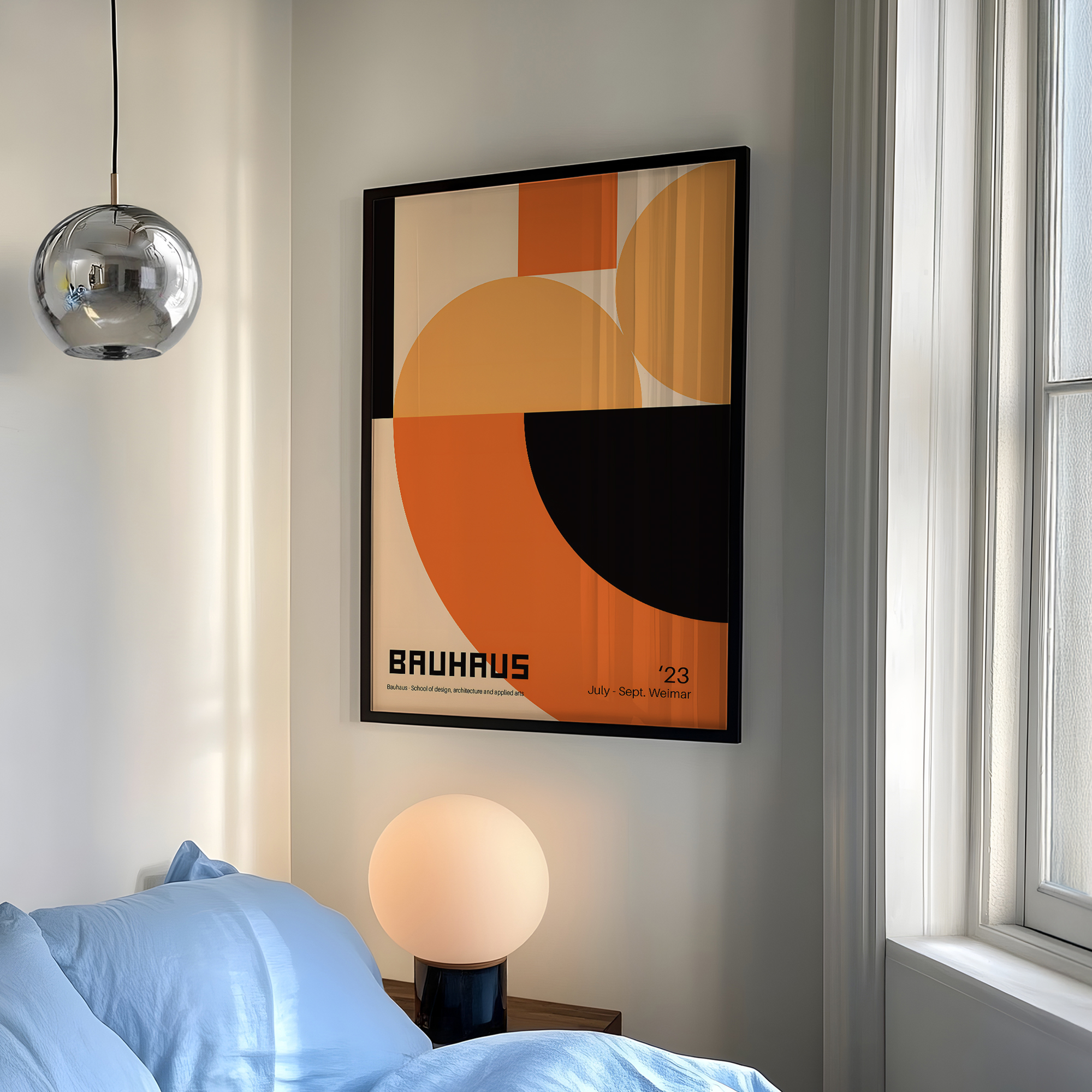 Home Decor Mod - Modern Geometry Bauhaus School Orange Wall