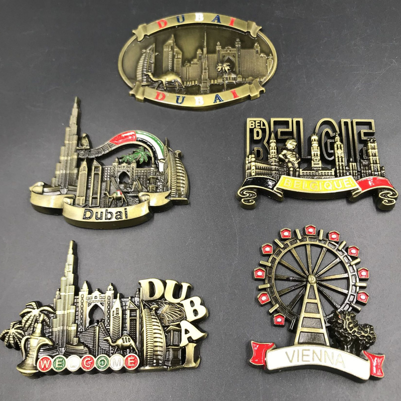 Home Decor Uae - Dubai Travelling Souvenirs Metallic Fridge Magnets