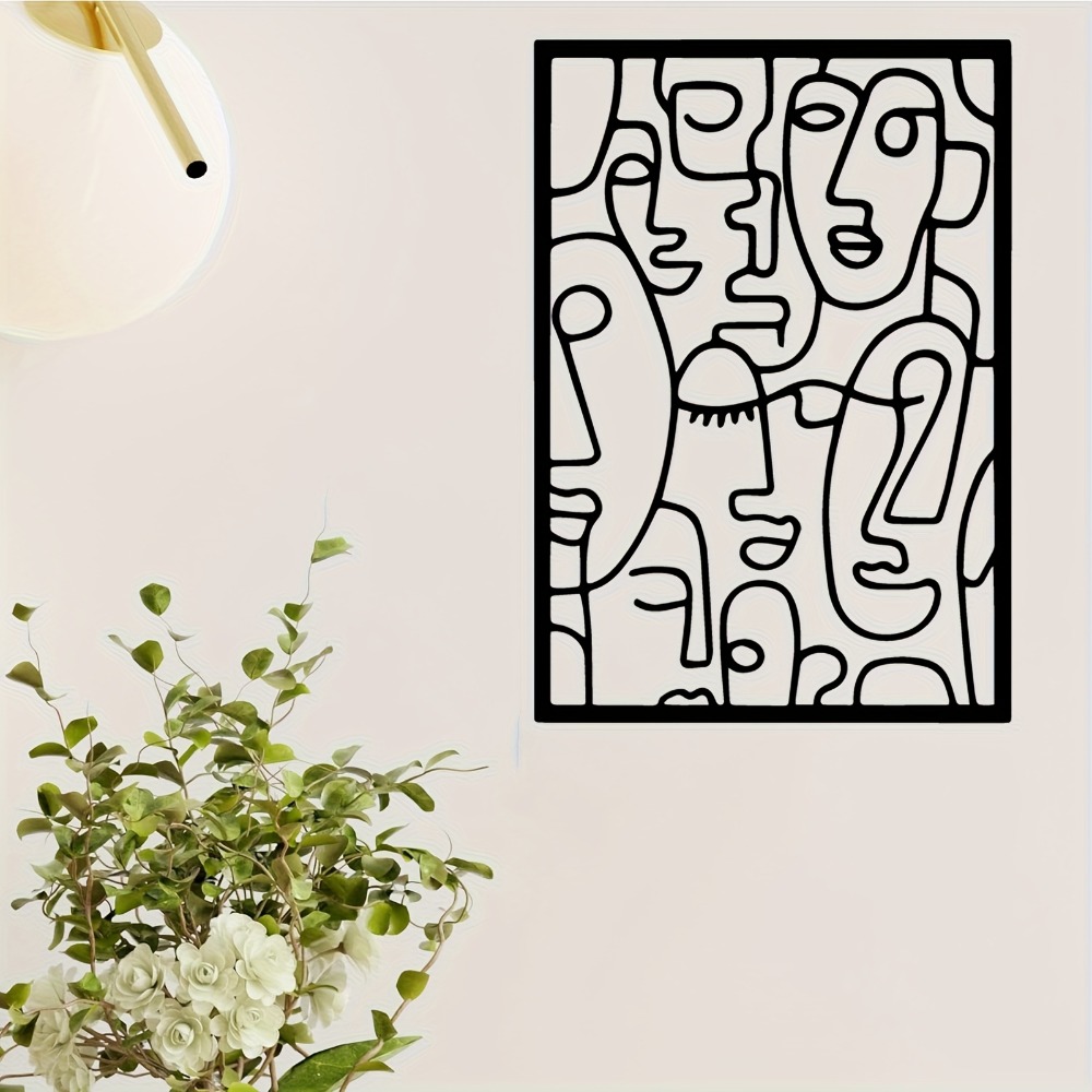 Home Decor Express - 1pc Abstract Faces Iron Wall Art,