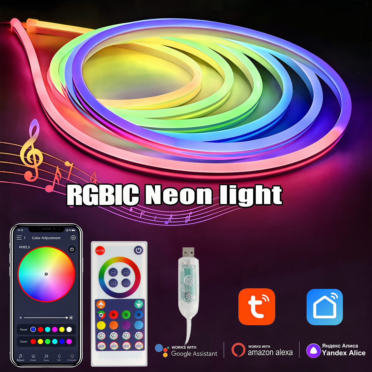 WiFi RGBIC Neon LED Strip Ligh – обзор и цена Home Decor Free App