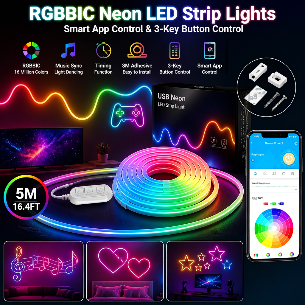 5M RGB Color Changing Neon Lig – обзор и цена Home Decor Free App
